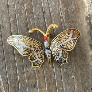 Vintage Damascene Butterfly brooch